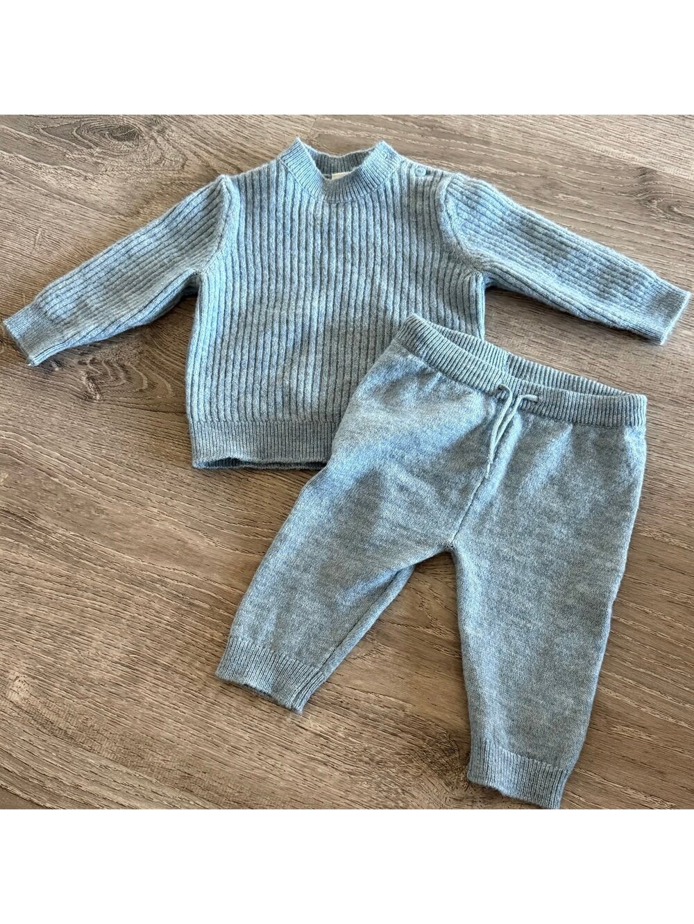 H&M Light Blue Long Sleeve + Pant Set, 6 months